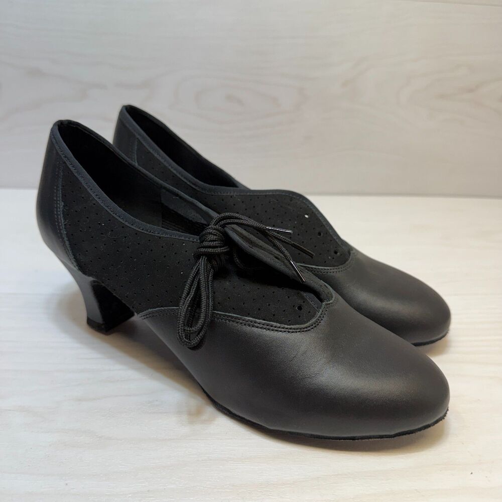 Freed of London Roma Dance Shoes Women's Size 6 Black Leather Lace Up